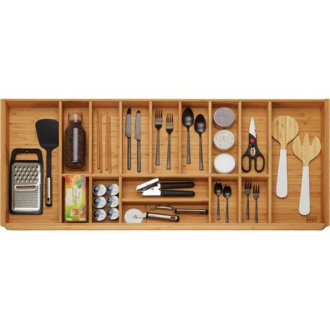 ORGA-BOX 3 BAMBUS Besteckeinsatz Holz-Besteckkasten für Nobilia Schubladen ab August 2012 für 120er Schublade (473 x 1097 mm) mit 15 Fächer