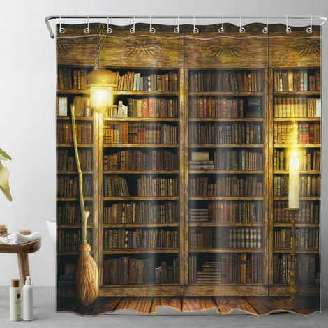Rideau de Douche en Tissu imperméable avec Crochets pour Salle de Bain, Cabine en Bois Magique, Halloween, 183 x 183 cm (1/5)