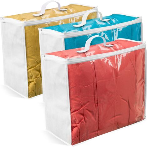 Lot de 3 sacs de rangement en plastique transparent, sacs de rangement résistants à fermeture éclair, dimensions 20x20x8 cm. (1/5)