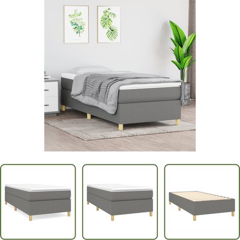 vidaXL Schlafzimmer - Boxspringbettgestell Dunkelgrau 90x200 cm Stoff (1/5)