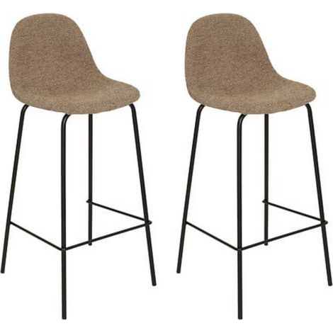 Lot de 2 tabourets de bar Marron avec repose-pieds - Longueur 41,5 x Profondeur 43,5 x Hauteur 96 cm