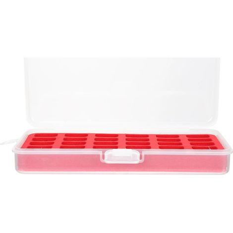 Boîte à Couture Boîte de Rangement pour Bobines Porte-Canettes avec Couvercle Organisateur Compact 18.00 X 9.60 X 3.00 Cm Rouge pour Accessoires de Machine à Coudre et Rangement Maison (1/5)