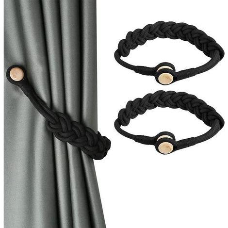 Embrasses à Rideaux - Non spécifié - Noir - Matériau en polyester - Facile à utiliser - Aimants solides (1/4)