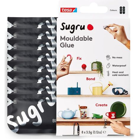 Colla modellabile Sugru di tesa, adesivo forte per tutti gli usi, confezione da 8 (8 x 3.5 g) in nero (1/5)