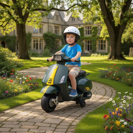 Moto électrique enfants vert foncé voiture électrique enfants avec roues d'apprentissage 2-6 ans 6 v 71 x 37 x 52 cm finition de qualité (1/4)
