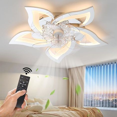 Leiser LED-Deckenventilator mit Licht, 60-W-Schlafzimmer-Deckenleuchte mit Fernbedienung und dimmbarer Lampe, Acryl-Ventilator, Küchen- und Wohnzimmerleuchte (1/5)