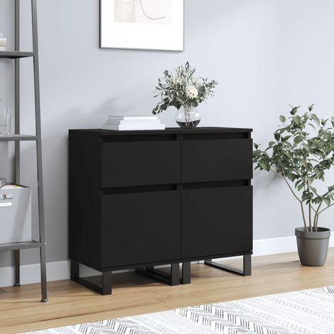 Buffets 2 pcs Meubles de rangement Armoires de cuisine noir 40x35x70 cm bois d’ingénierie 39671 (1/5)