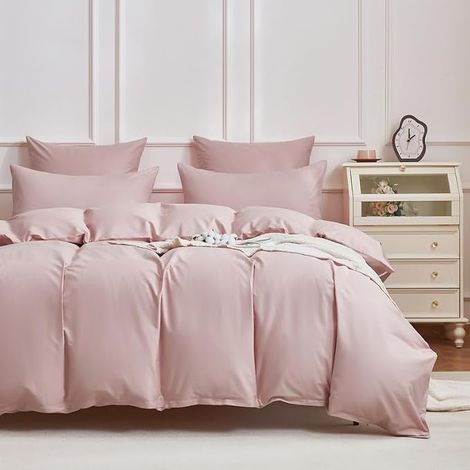 Housse de Couette Coton 240x260 Rose 100% Coton Doux Respirant (1/5)
