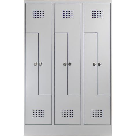 STIER Z-Garderobenspind Premium mit Sockel 6 Abteile Drehriegel lichtgrau (1/2)