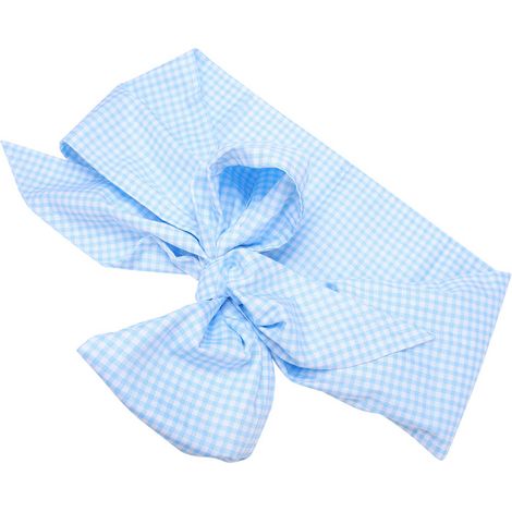 Couverture d'emmaillotage pour nouveau-né, en coton avec nœud papillon, idéale pour les photos de bébé (à carreaux bleu clair). (1/5)