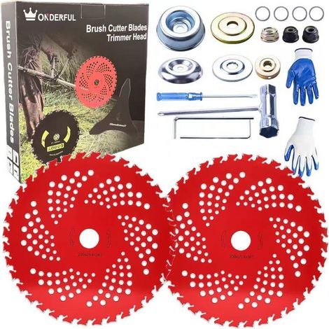 Set di 2 lame per decespugliatore in carburo da 9 pollici x 36 denti, lame Lawn Eater per decespugliatori, decespugliatori, diserbanti, kit adattatore universale compatibile con Husqvarna, Stihl, FSX