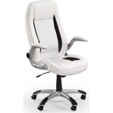Silla de oficina Houston 569, Blanco + Negro, 112x67x65cm, Con reposabrazos, Con ruedas, Mecanismo de la silla: Inclinación (1/2)