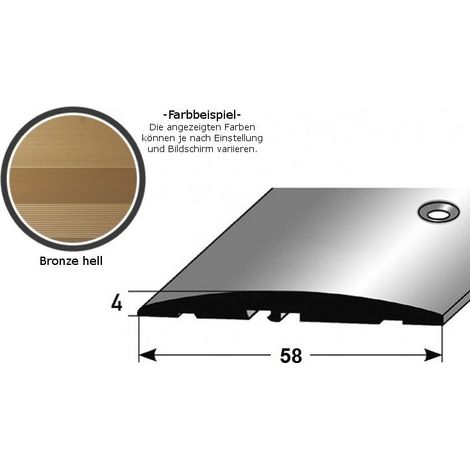 Übergangsprofil "Almere" / Übergangsschiene / 58 mm, Typ: 08 (Aluminium eloxiert, mittig gebohrt / selbstklebend):-bronze hell-1000-seitlich gebohrt