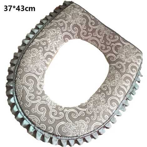 Couverture Chaude Pour Siège De Toilette - En Flanelle - Fermeture Éclair - Dimensions Extérieures 43 x 37 cm - 1 Pièce (1/5)