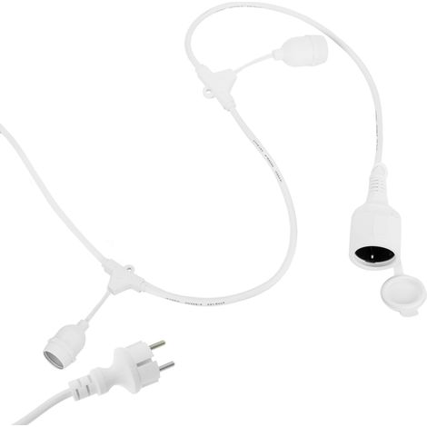PrimeMatik - Guirlande 20 ampoules pour extérieur avec E27 calotte IP44 cordon alimentation 20m extensible blanc (1/5)
