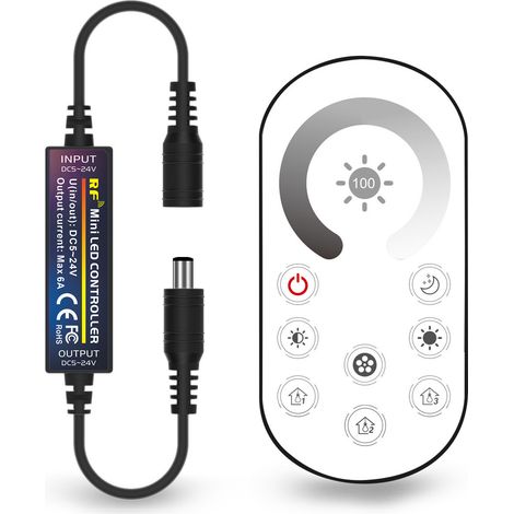 Variateur tactile RF, contrôleur monochrome LED à tension constante, mini contrôleur de ruban lumineux sans électrodes, DC524V (1/5)