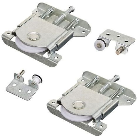 Rodillos de material resistente para puertas correderas, rodillos con espejo para un ajuste preciso de la puerta, rodillos para puertas correderas de armarios con dispositivo antielevación. (1/5)