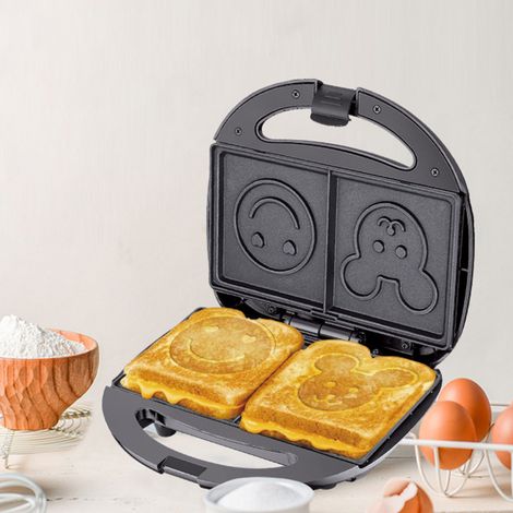 Appareil à sandwichs décoré de Mickey Mouse, double gaufrier et visage souriant. - AquaForge (1/5)