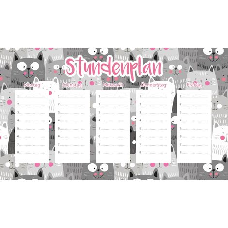 Plan de cours magnétique pour enfants : chatons mignons 45 x 26 cm