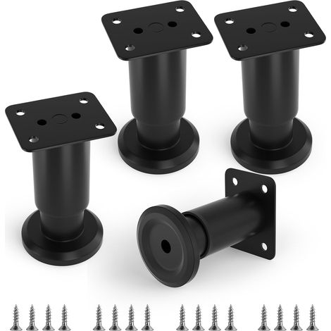 YMYNY 4er Set Möbelfüße, Verstellbare Möbelfüße Metall 80 + 40mm Schwarz Matt Füße für Möbel, Möbelfüße Höhenverstellbar, für Sofa Füße, Bettfüße, Schrankfüsse, Universal Möbelfuß