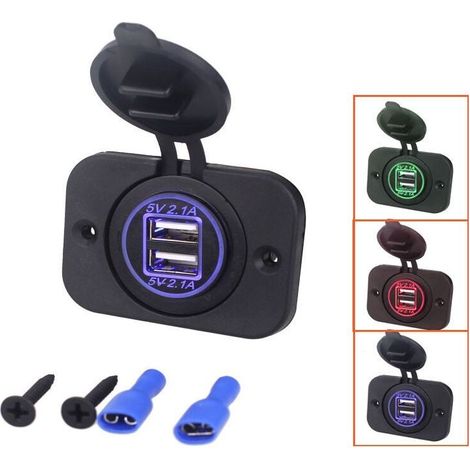 Recessed dual USB socket 12/24V 2.1A – 5V ports for fast charging – Splashproof – For caravans, cars, boats, trucks (1/5)