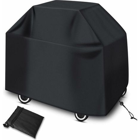 BBQ Cover, Outdoor BBQ Protective Tarp, Waterproof Griddle Cover, UV Protection, Windproof, Dustproof (147x61x117cm Black)-LIAIKI (1/5)