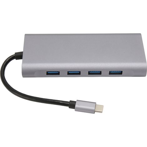 Station d'accueil USB C 11 en 1 avec 4 ports USB 3.0, HDMI 4K, VGA, Ethernet RJ45, charge PD et sortie audio 3.5mm (1/5)
