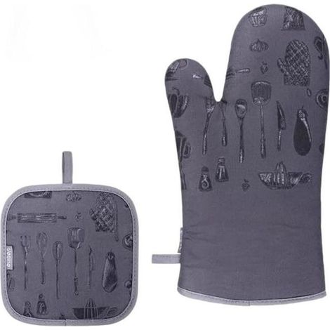 Ofenhandschuhe, Küchenhandschuhe, hitzebeständig, Topflappen für Backofen, Grill, Kochen, Handhabung, 1 Paar, Schwarz (1/4)