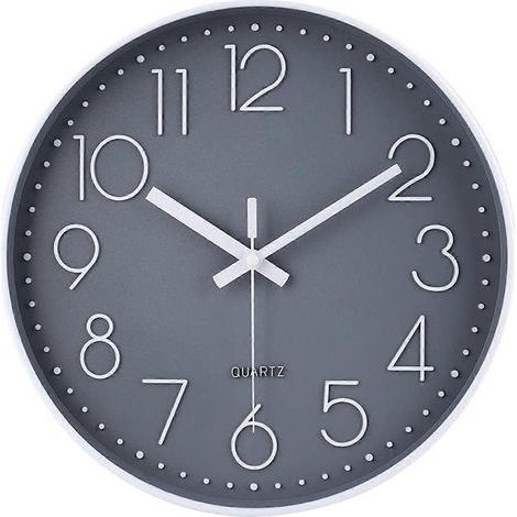 Horloge murale ronde de 35.5 cm (14 pouces) sans tic-tac. silencieuse. à piles. style moderne et épuré.