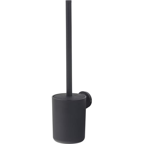 Brosse WC Fermée, Porte-Brosse WC Mural au Design Fermé avec Insert Amovible, Brosse Noire et Tête Remplaçable, Acier Inoxydable, 10 x 38 x 12 cm, Noir (1/5)