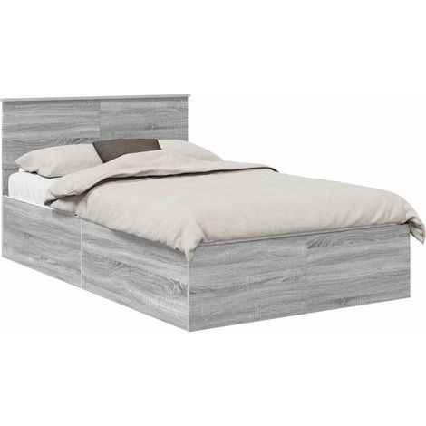 Estructura de cama con cabecera Gris Sonoma 135 x 190 cm vidaXL