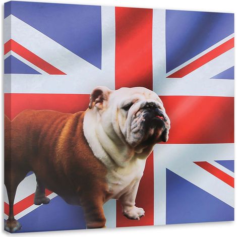 Tableau sur toile Bouledogue Chien Drapeau anglais 60x60 (1/5)