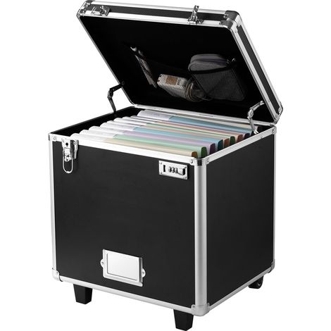 VEVOR Aktenaufbewahrungsbox, 396,2x320x381 mm Innenmaß, abschließbarer mobiler Businesskoffer mit Teleskopgriff, Aktenkoffer mit Handauszug für Büro, Zuhause, Büros, Krankenhäuser, Banken (1/5)