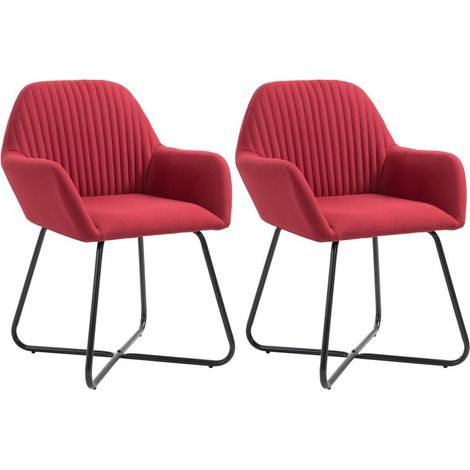 Chaise tissu bordeaux et pieds métal noir Mikee - Lot de 2 (1/5)