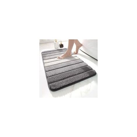 Alfombrilla de baño antideslizante gris de 40 x 60 cm, alfombrilla de baño de microfibra suave, absorbente, lavable a máquina, alfombrilla de ducha extragruesa para el baño. (1/4)