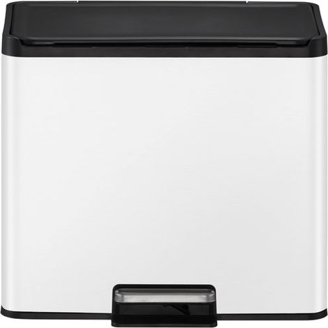 EKO - Poubelle à pédale tri sélectif Essential 2 20+9 litres - Steel Polypropylene  - blanc