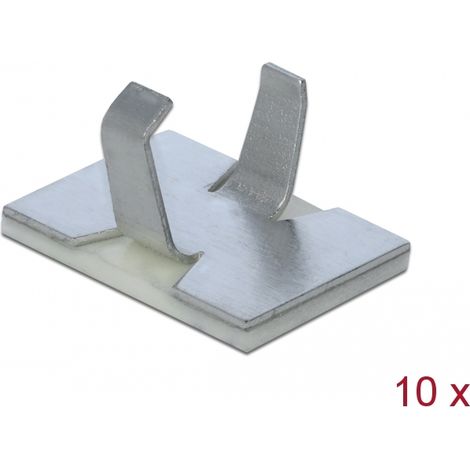 Delock Abrazadera de cable de aluminio autoadhesivo, 10 piezas