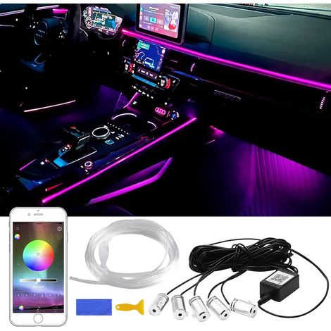 Voiture lumière ambiante RGB APP contrôle lumière décorative Lampe Bricolage Refit Flexible Fibre Optique Tuyau 6 mètres éclairage intérieur LED de Voiture néon atmosphère d'ambiance (1/5)