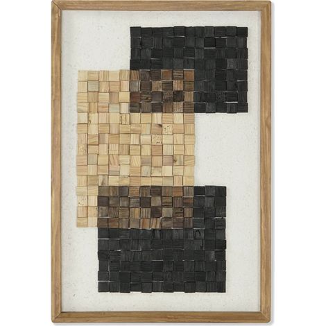 Tableau Abstrait en bois recyclé pour intérieur éco-chic - Bois naturel aux teintes variées