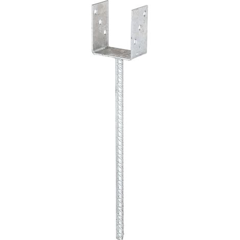 ALBERTS U-Pfostenträger/Betonanker Riffelstahl, fvz, zEinbet., BxH 91x100mm, L Anker 400mm (1/3)