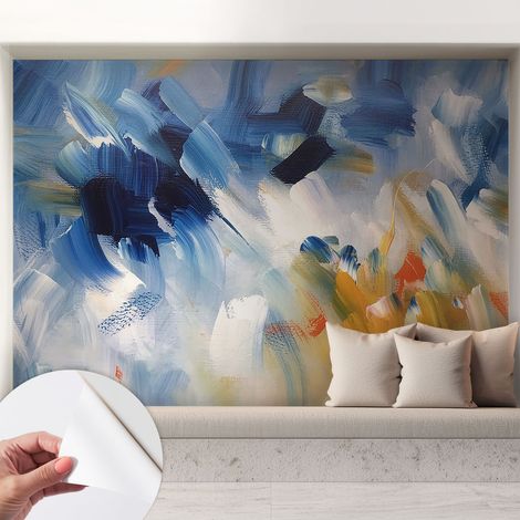 Selbstklebend Tapete modern - Wanddeko für Küche - Klebefolie Wand - luxus Look Farbenfrohe Pinselstriche 208x146 cm (1/5)