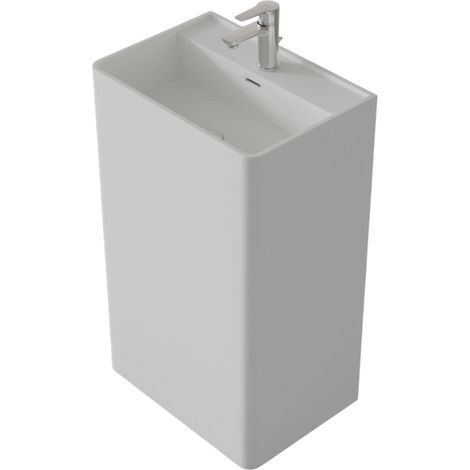 BERNSTEIN - Lavabo colonne totem TWZ26 en fonte minérale - en blanc ou en noir - 50x36x85cm (LxPxH) - Blanc mat