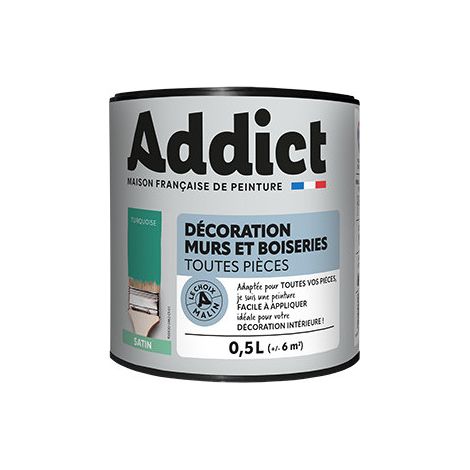 Pintura para paredes y madera satinada ADDICT 0,5L turquesa