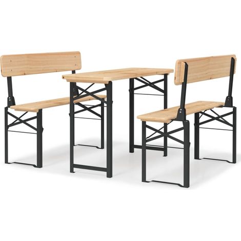 Ensemble de tables à bière pliantes 3 pcs  Mobilier de jardin bois massif de sapin (1/5)