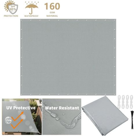 (Gris, 2x3M) Voile d'ombrage imperméable avec œillets renforcés, adaptée aux patios extérieurs, jardins et pergolas. (1/5)