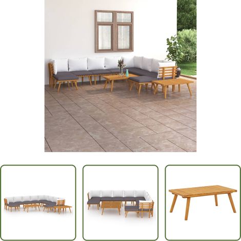 vidaXL Akazienholz - 12-tlg. Garten-Lounge-Set mit Kissen Massivholz Akazie (1/5)