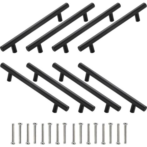 Pièces Poignées de Placard Boutons de Tiroir Poignée de Placard Poignées de Porte de Cuisine Poignées de Placard en Acier Inoxydable pour Placard Cuisine Chambre, Noir (1/5)