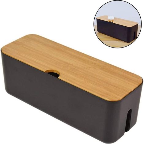 1 Boîte de rangement câbles, ABS, design bambou, blanc, pour bureau maison cuisine (1/5)
