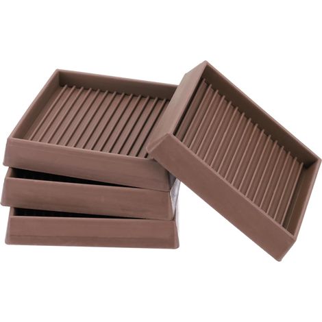 JSSEVN - Inch Rubber Furniture Pads, 4 Pack Square Anti-Slip Coasters for Furniture Legs, Brown (1/5)