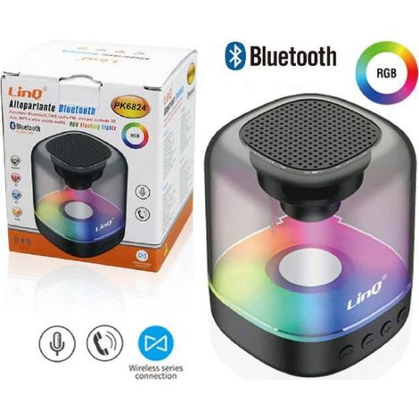 Enceinte Bluetooth Portable Sans Fil Avec Led Rgb Radio Fm Aux Mp3 Pk6824